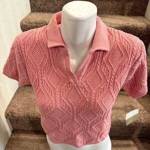 Liz Claiborne Pink Cable‎ Knit Cardigan